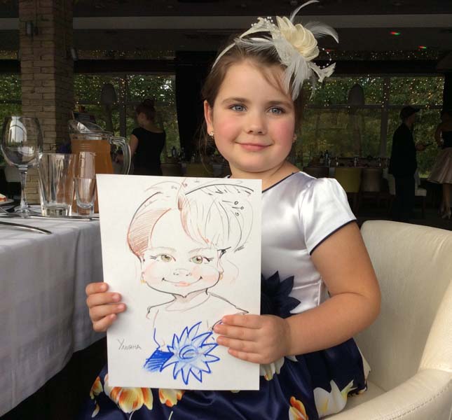 шарж держит Ульяна на свадьбе кафе Прайм