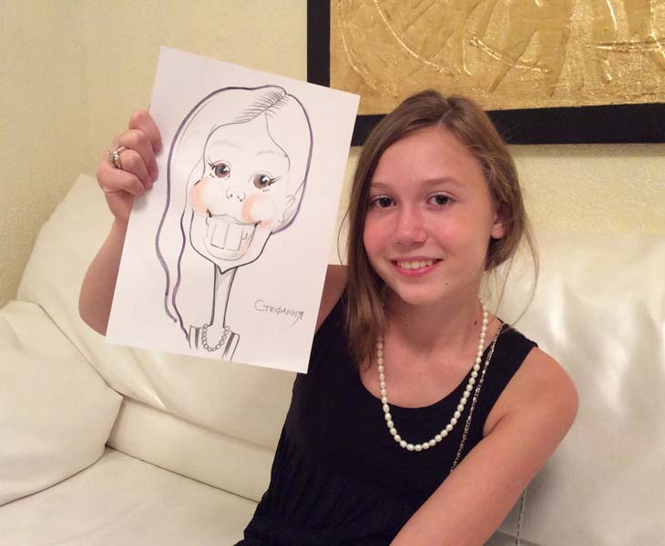 шарж на свадьбе держит Стефания