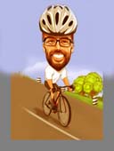 Карикатура на велосипедиста в шлеме, шаржист Михаил Шабалин, шаржист Мишель