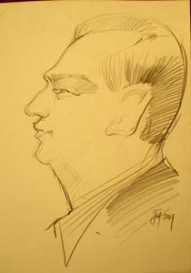 шарж черно-белый в профиль мужчины