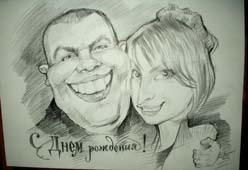 Шарж девушки с любимым парнем шаржист Михаил, шаржист Мишель