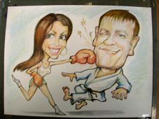 Композиция девушки боксера пастелью шаржист Михаил, шаржист Мишель