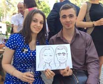 шарж двух человек на корпоративе