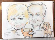 Шарж в Минске и Калининграде Людмилы и Мирослава на свадьбе