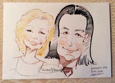 графический Шарж по фото в Минске и Калининграде жены и мужа с длинными волосами