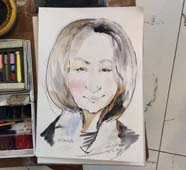 Шарж Наташи нарисованный Мишелем на корпоративе Минск
