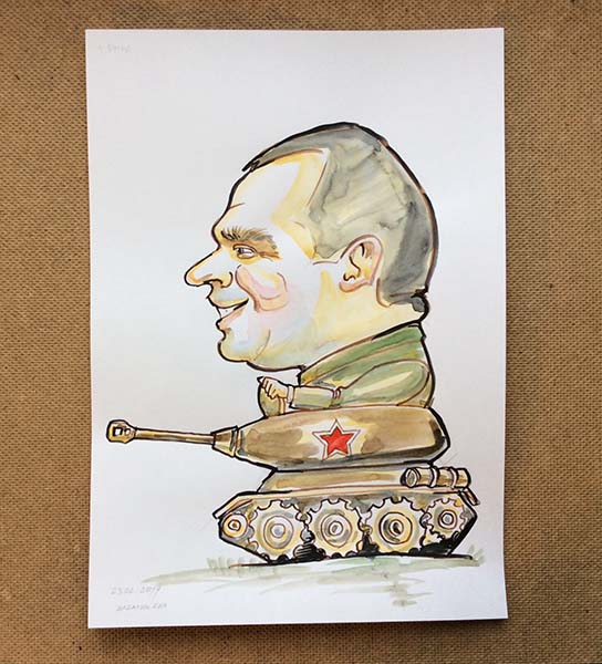 шарж по фото на танкиста шаржист Михаил Шабалин Мишель