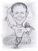 Шарж простым карандашом теннисиста