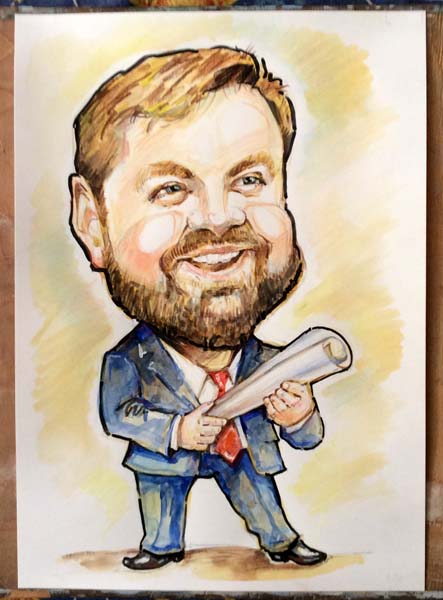 Рисунок акварелью бизнесмена