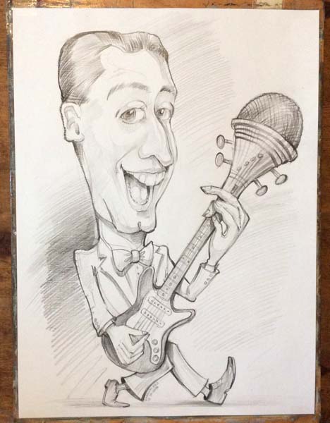 Карикатура на ведущего с микрофоном