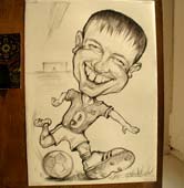 шарж веселого футболиста шаржист Миишель, шаржист Михаил Шабалин