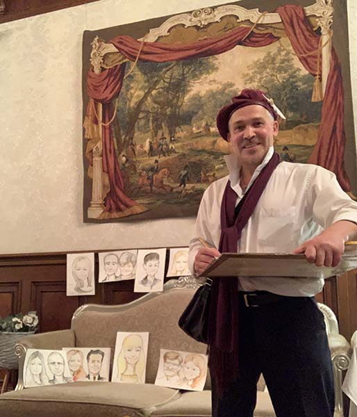 Михаил Шабалин в Усадьбе Ваньковичей на свадьбе шаржист Минск